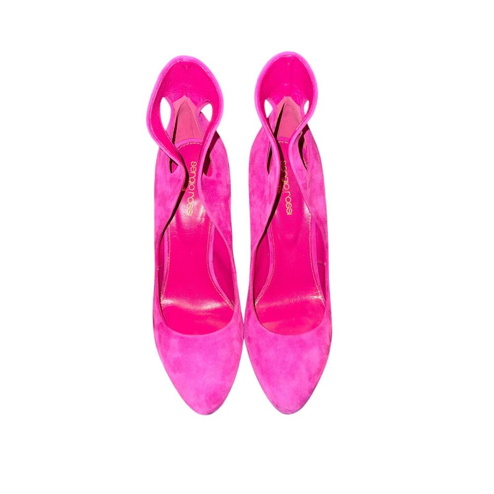 Sergio Rossi Fuchsia / Pink Suede Cutout Stiletto Pumps - Women’s size 9 (US)